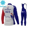 Radbekleidung Radtrikot Langarm + Lang Trägerhose 2021 Groupama-FDJ Winter Thermal Fleece N001